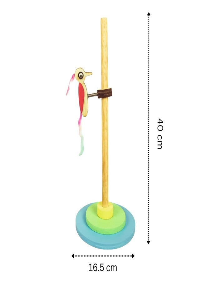 Techny Birds Technybirds Wooden Pecking Woodpecker and Wooden Ring Sorter Combo | Educational Toys for Kids | Montessori Learning | Imaginative Play | Shape and Color Recognition - Image 3